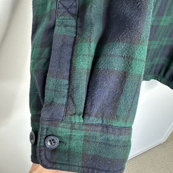 LL Bean Fleece Lined Flannel Shirt Mens 2XL Tall Blackwatch Plaid - Picture 5 of 8